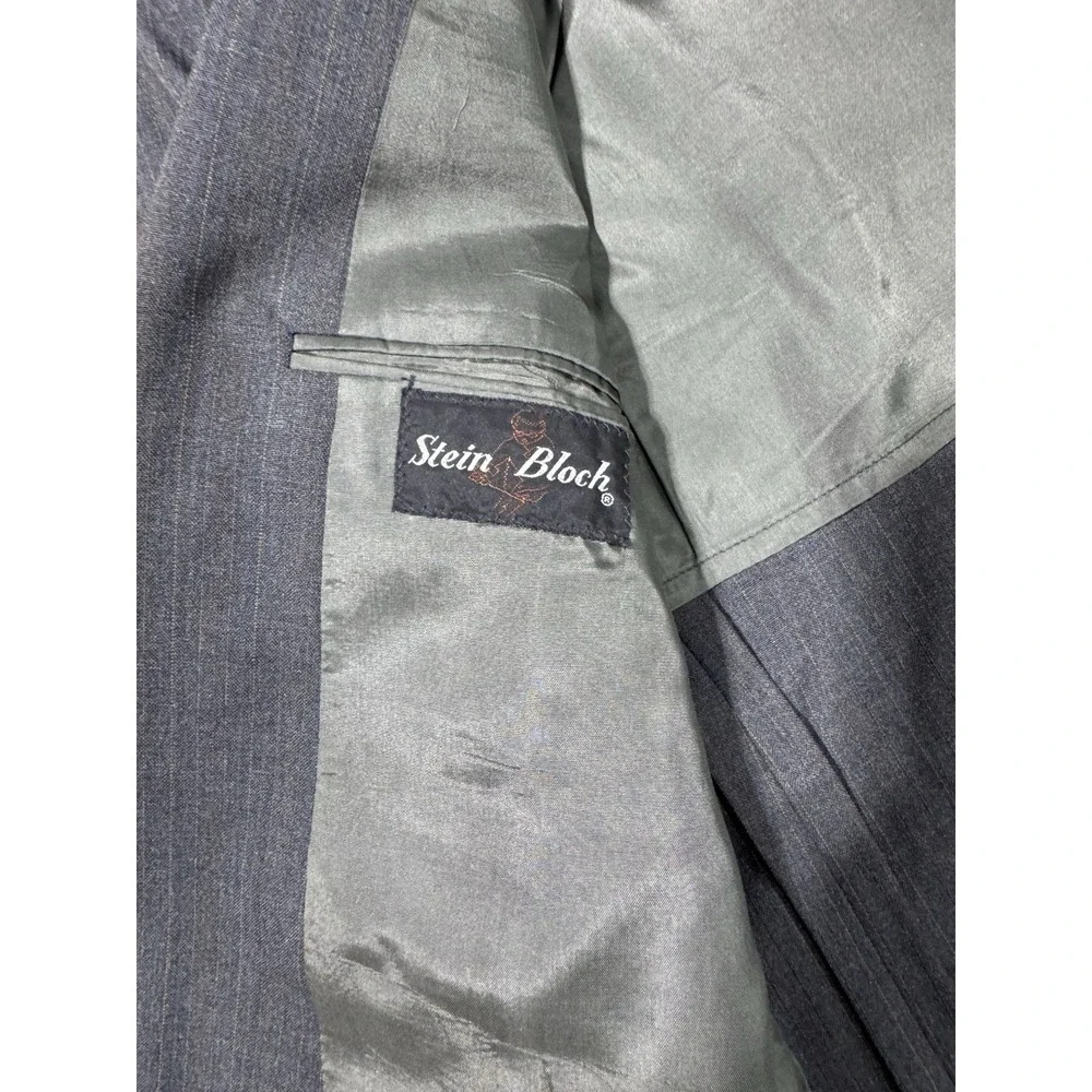 Stein Block Mens‎ Gray Pinstripe Two Piece Suit Blazer Jacket & Pants